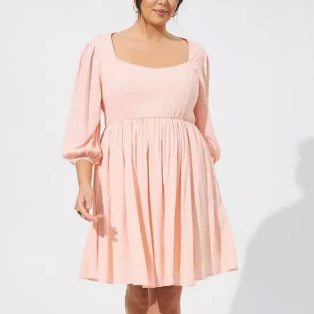 Torrid Light Pink Mini Wash Gauze Open Back Skater Dress Size 3